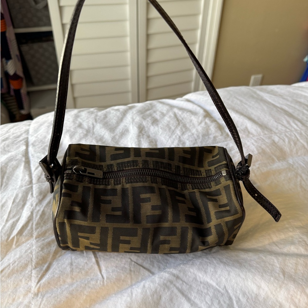 Fendi Brown Monogram Mini Baguette Bag